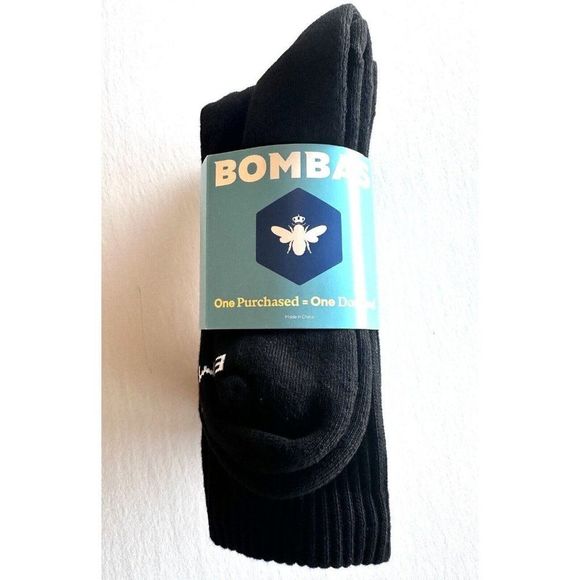 Bombas Other - Bombas Black Crew/Calf Socks Cotton Blend Unisex Large L Pack of 4